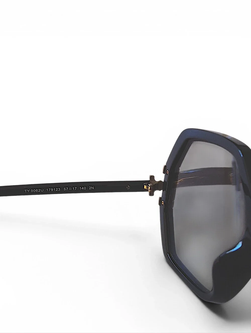 Tory Burch TY9062U Geometric Oversized Sunglasses Black & Gold w/ Case